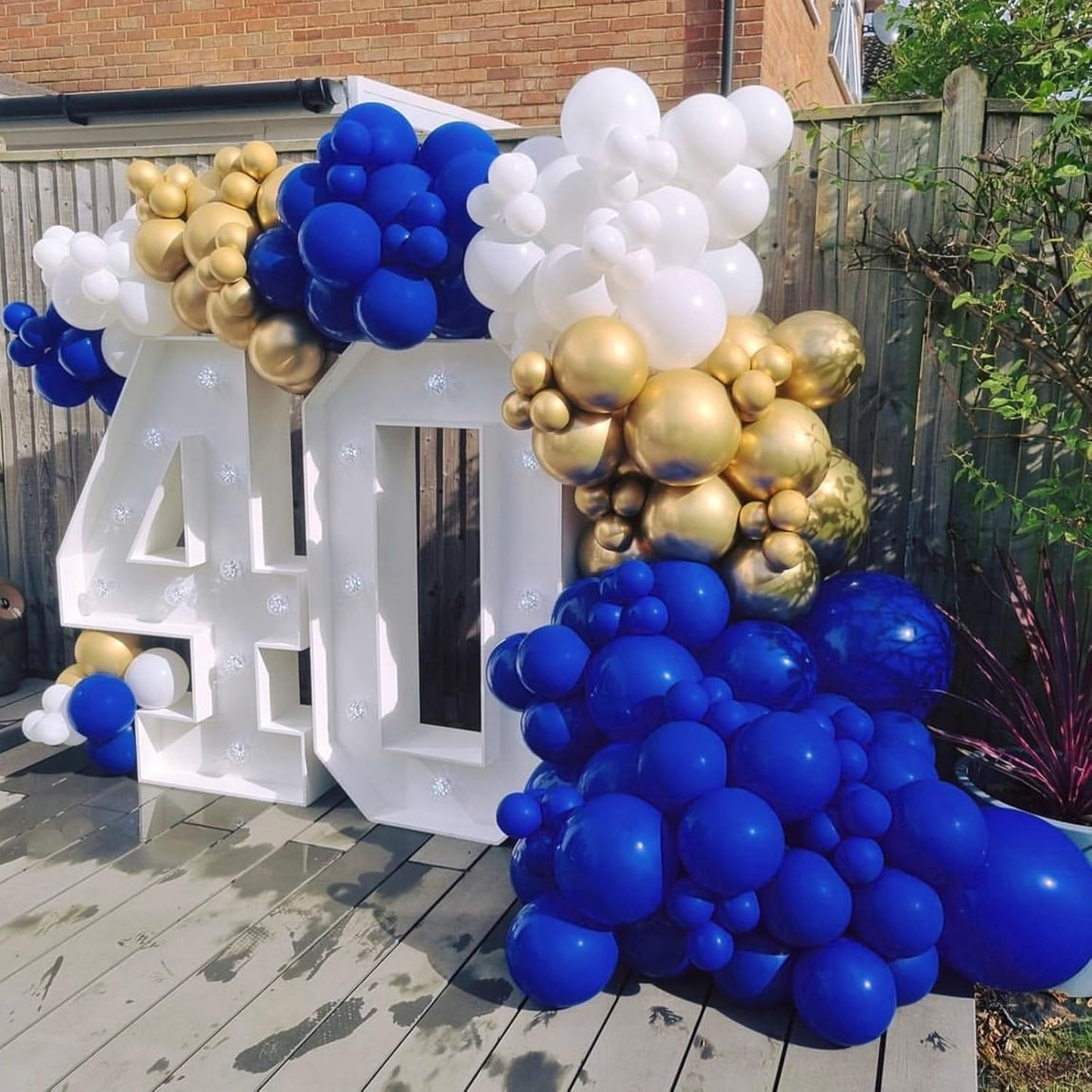 60pcs Metallic Gold Blue White Confetti Balloons for Wedding & Birthday