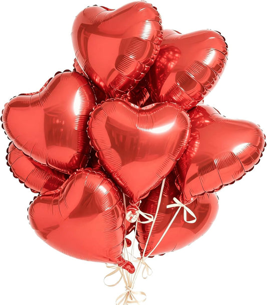 Heart Balloons, 12 Pcs Heart Shaped Foil Balloons for Valentines Day