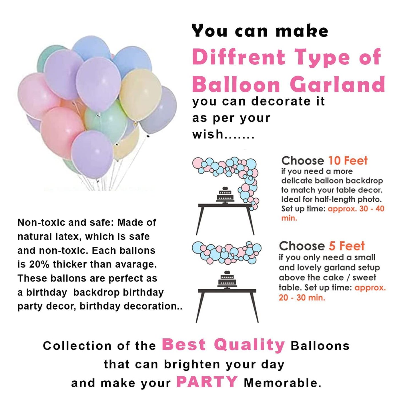 Rainbow Balloon Birthday Decoration Kit – Pack of 58 Pcs