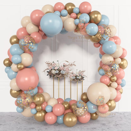 Pink, Blue Gold Latex Metallic Confetti Balloons kit - 153 Pcs Pack