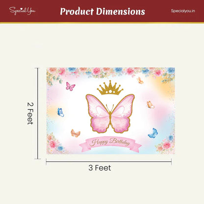 Pink & Gold Butterfly Theme Birthday Decoration Kit - 65 Pcs Combo