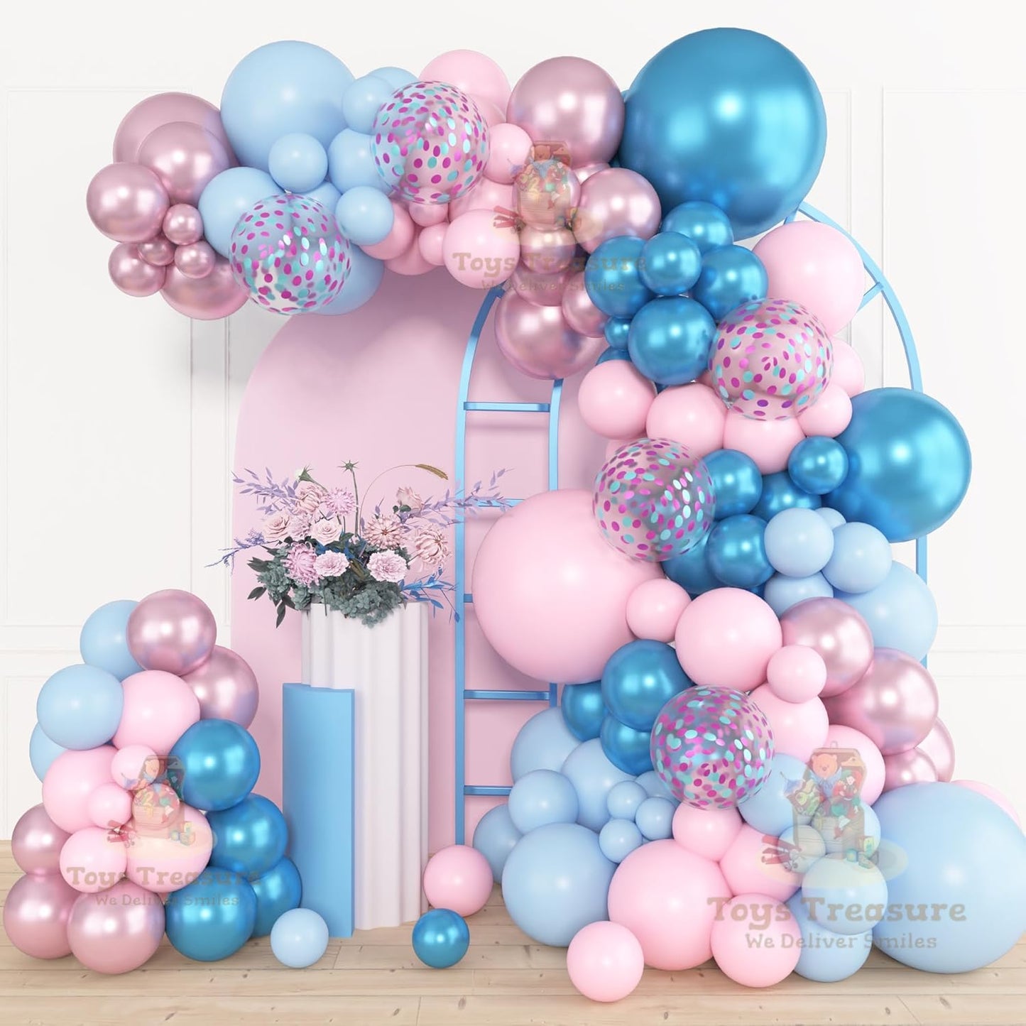 Rose Gold, Pink Blue Decoration kit - 153 Pcs Pack