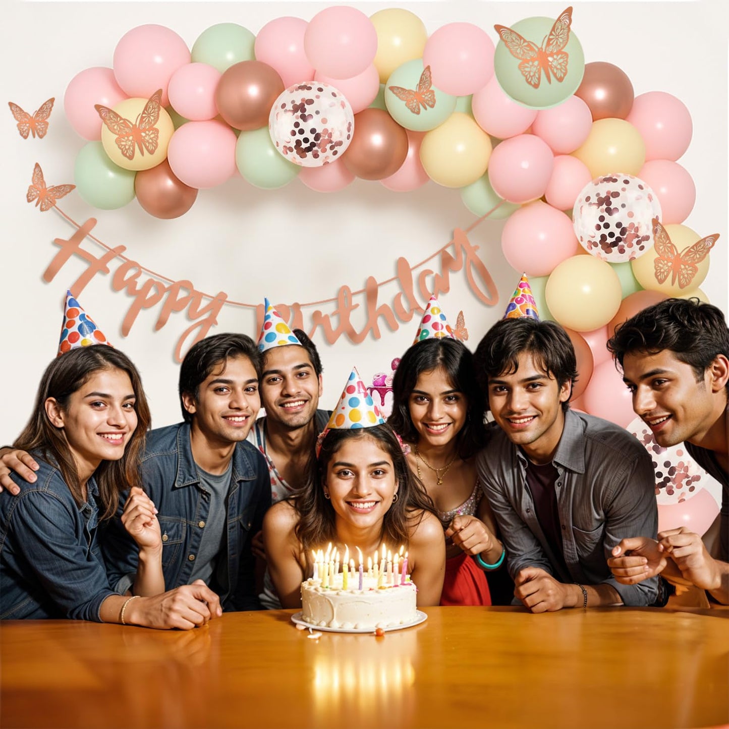 Butterfly Theme Birthday Decoration Kit For Girls - Pack of 79 Pcs