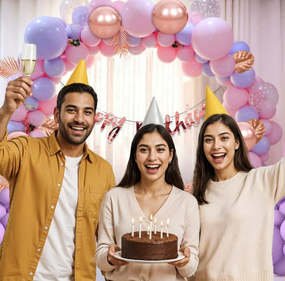 Metallic Pink & Blue Birthday Balloon Decoration Kit – 60 Pcs Combo