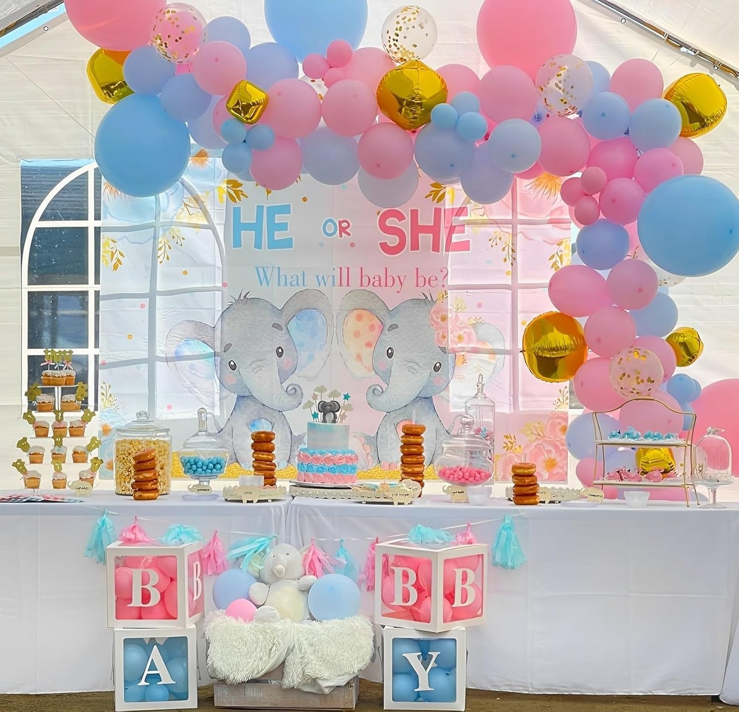 Pink Blue White Balloons 50 Pack - Party Decorations