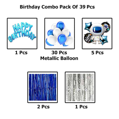 Astronaut Space Theme Birthday Decoration Kit – Set of 39 Pcs