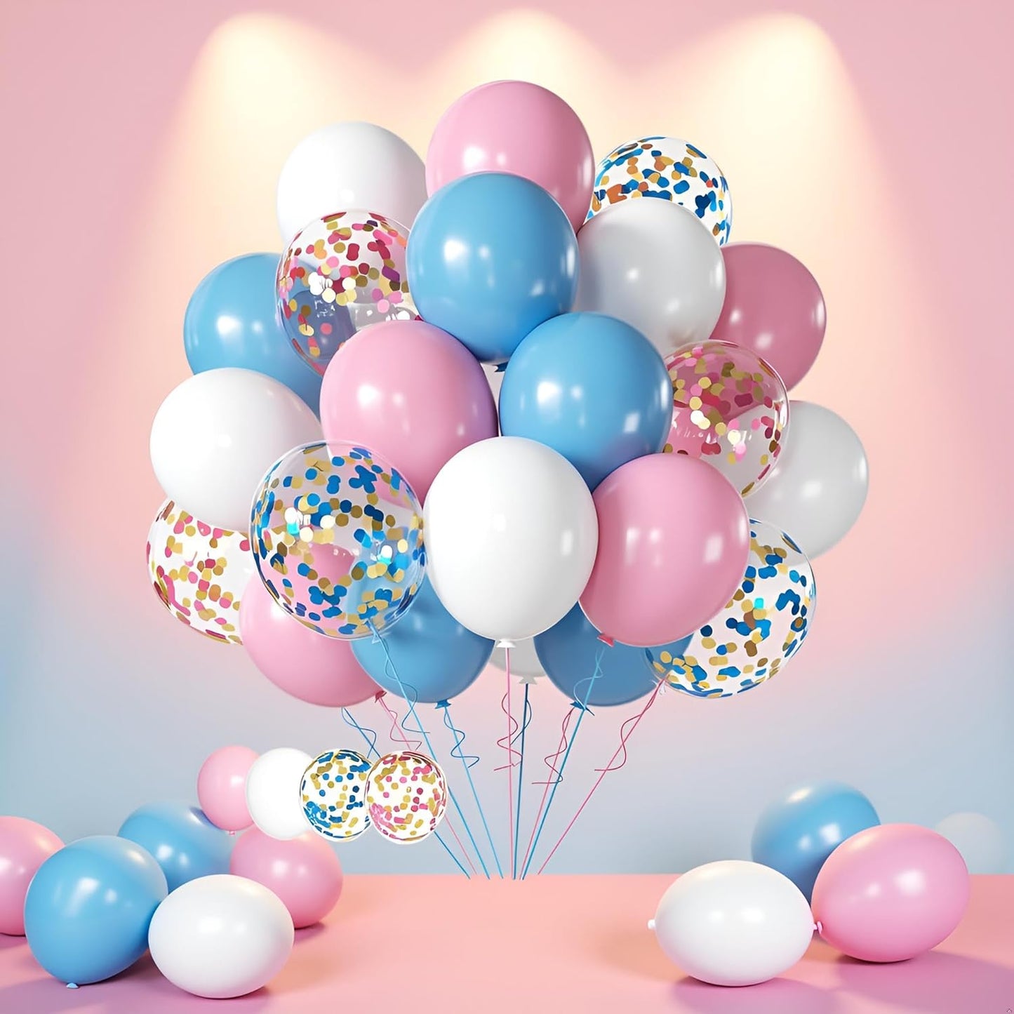 Pink Blue White Balloons 50 Pack - Party Decorations