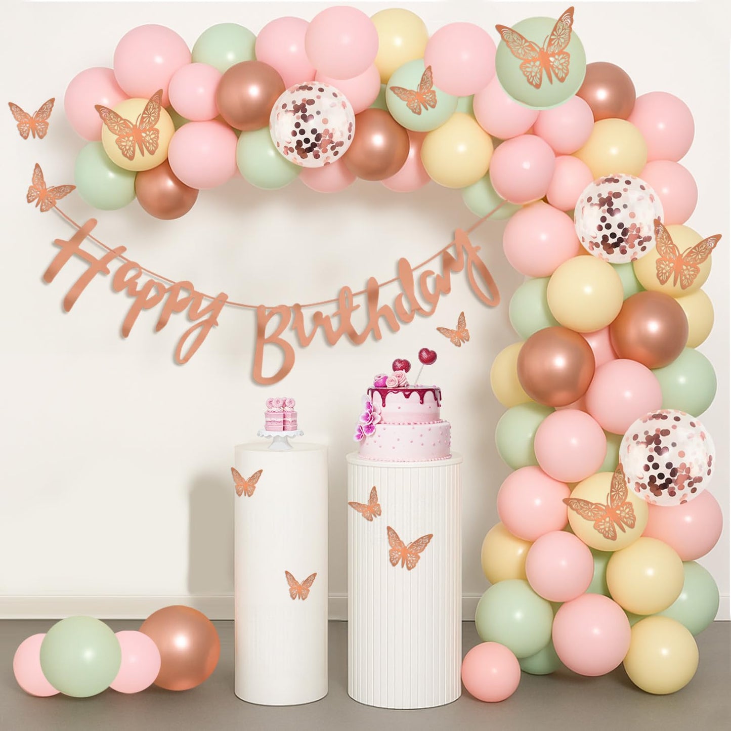 Butterfly Theme Birthday Decoration Kit For Girls - Pack of 79 Pcs