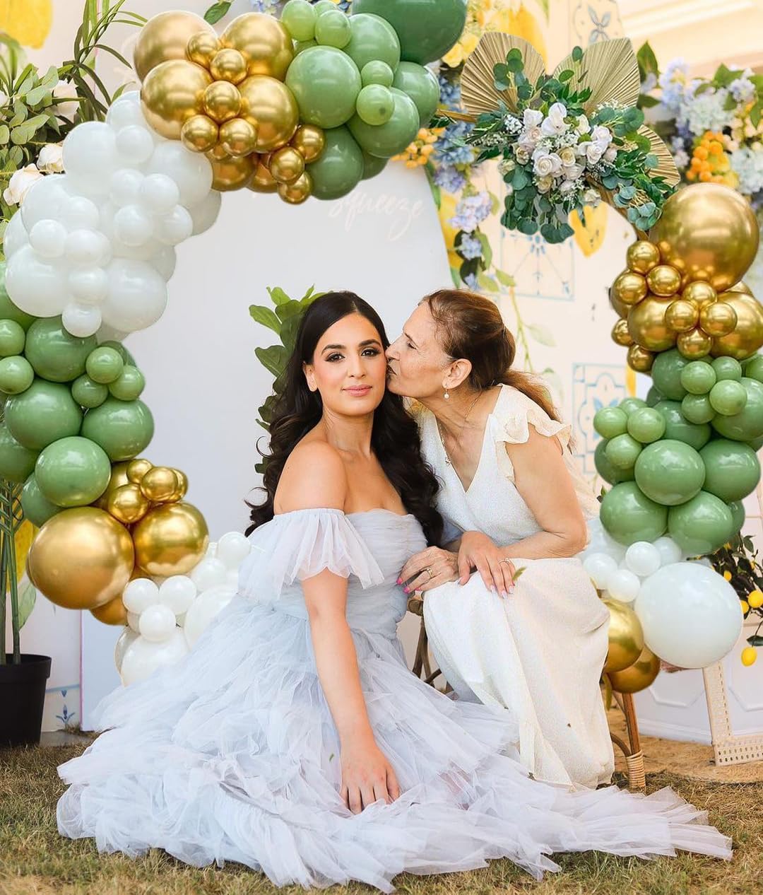 50 pcs Metallic Gold Green White Balloons for Birthday decoration