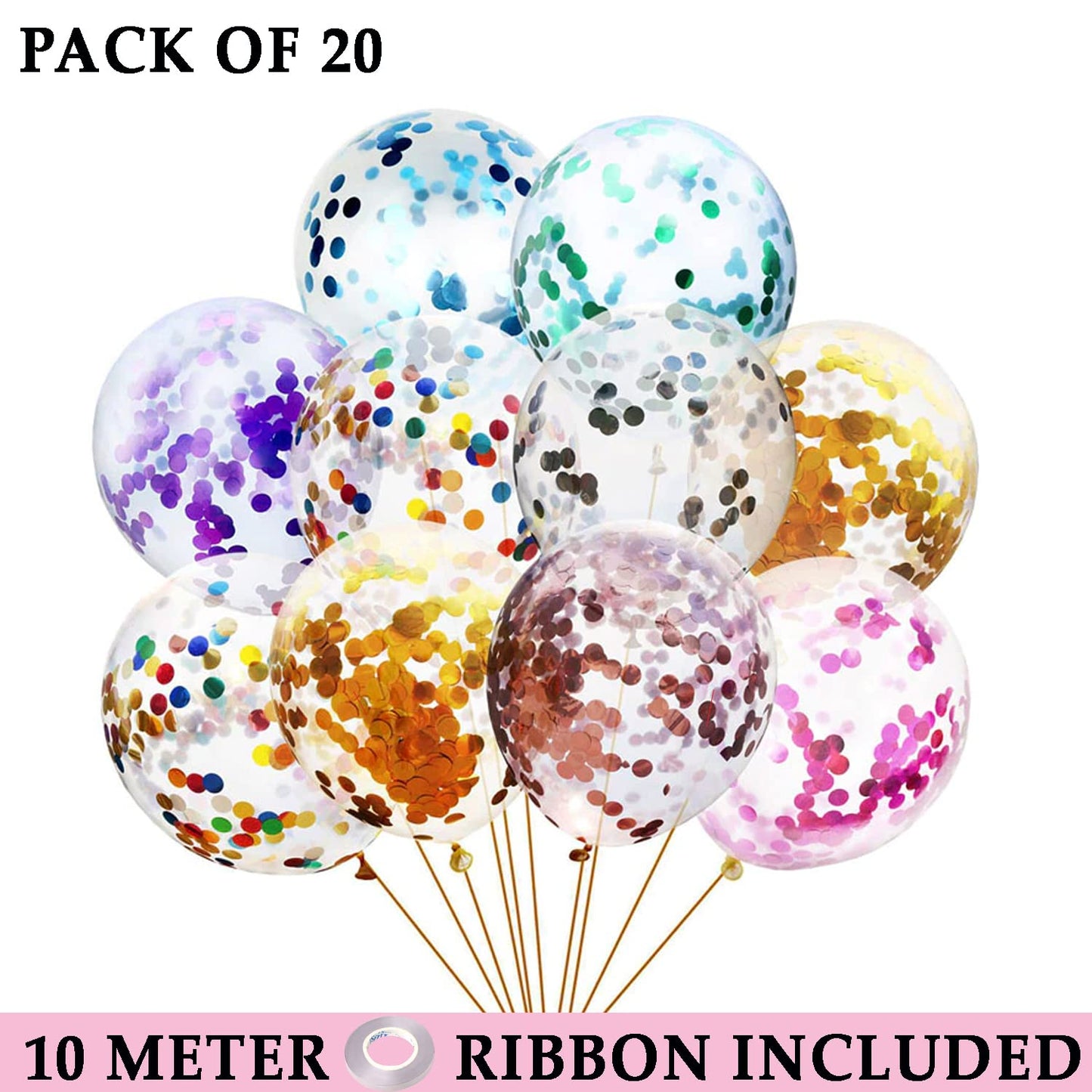 (Pack Of 20) Transparent Balloons Anniversary, Birthday, Baby Shower, Valentine Day Party Decoration