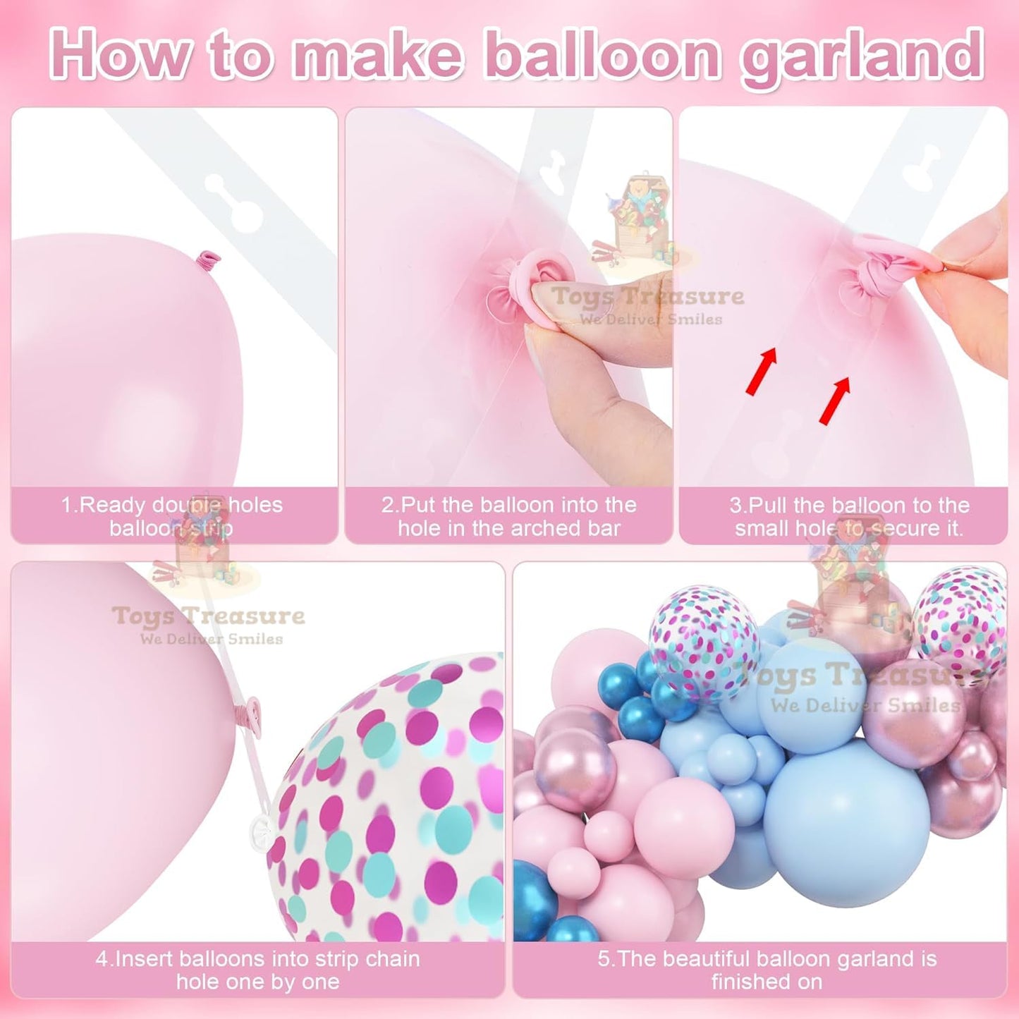 Rose Gold, Pink Blue Decoration kit - 153 Pcs Pack