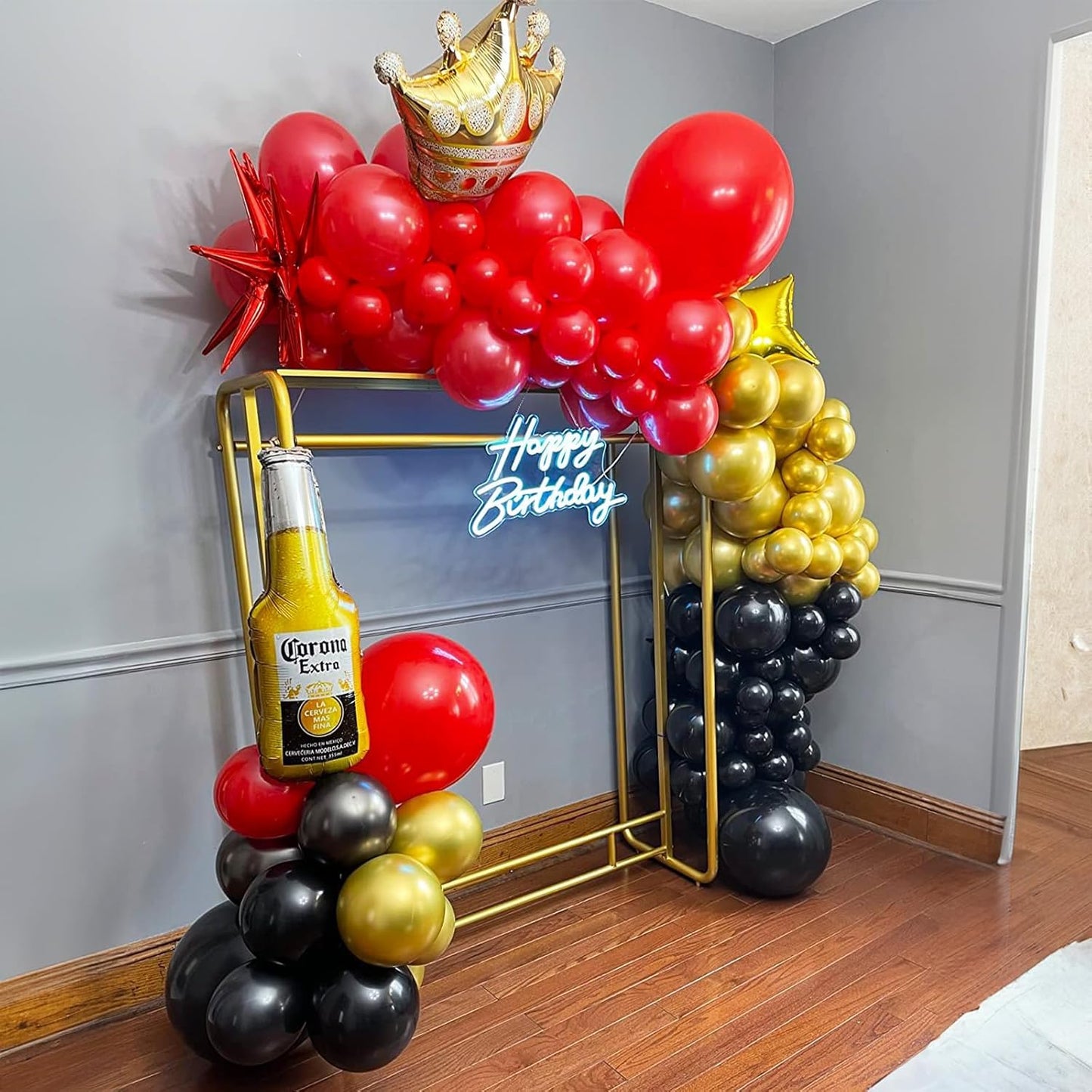 60pcs Metallic Gold Red Black Confetti Balloons (Red Black Gold)