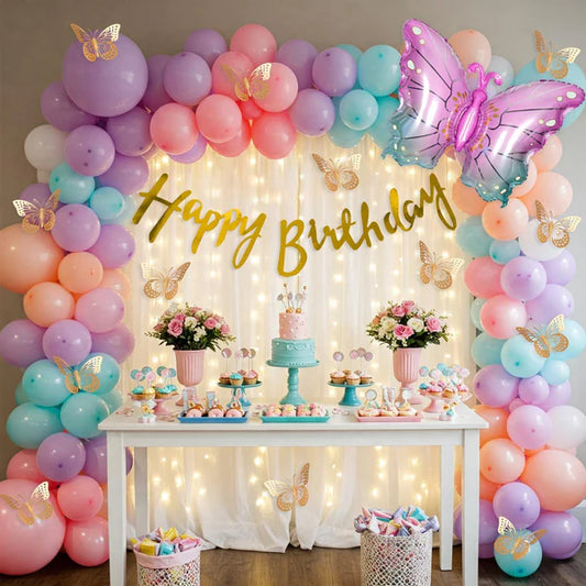 Butterfly Theme Happy Birthday Decoration Kit – 82 Pcs Combo