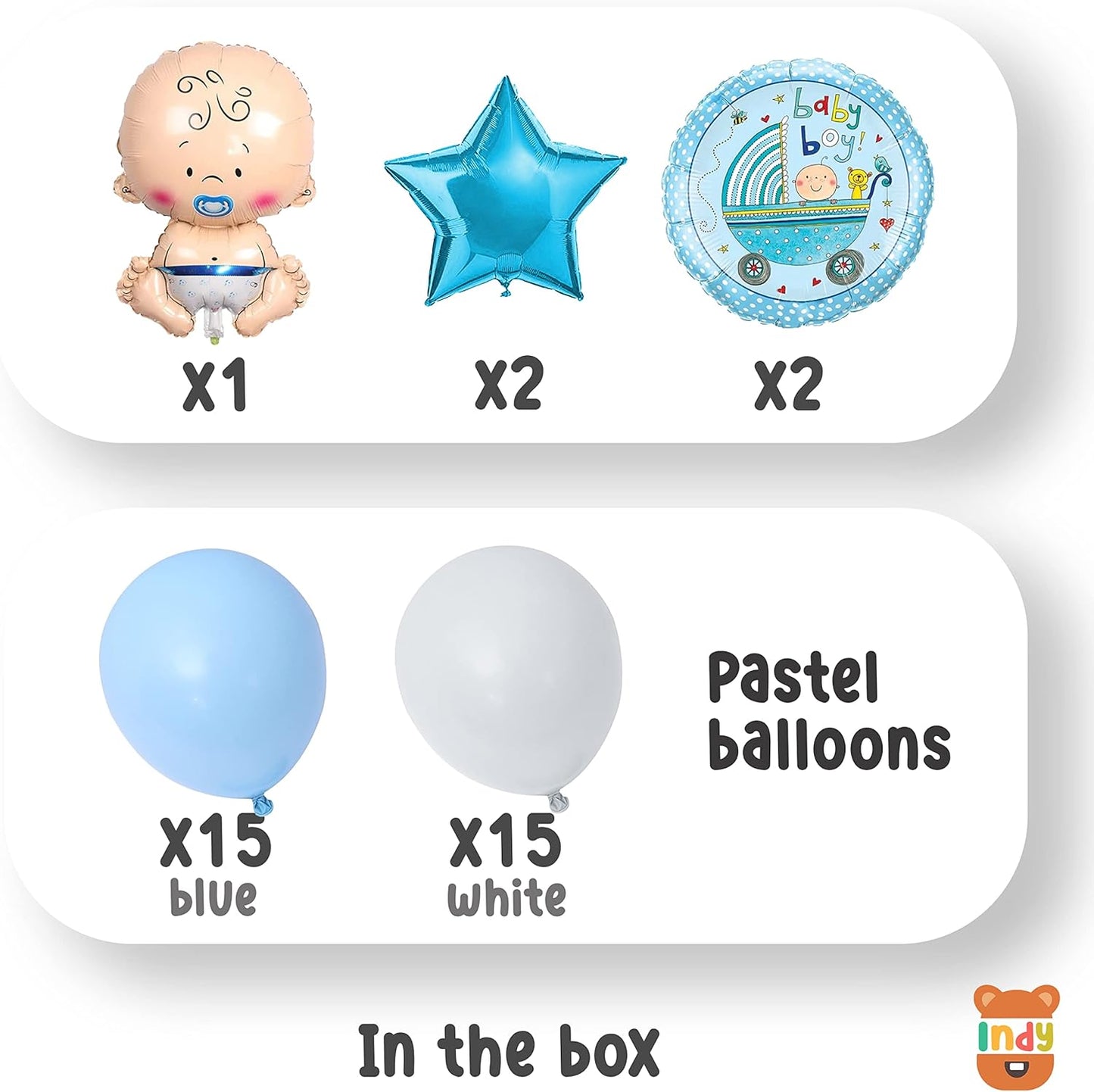 New Born Baby Theme Set Of 35 Pcs -15 A New Little Prince Foil Balloon For Kids