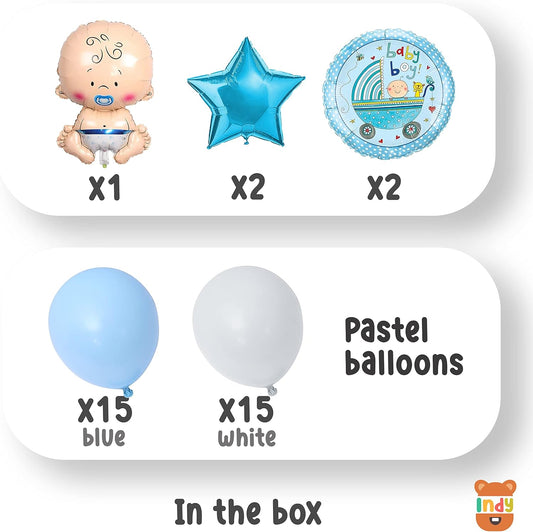 New Born Baby Theme Set Of 35 Pcs -15 A New Little Prince Foil Balloon For Kids