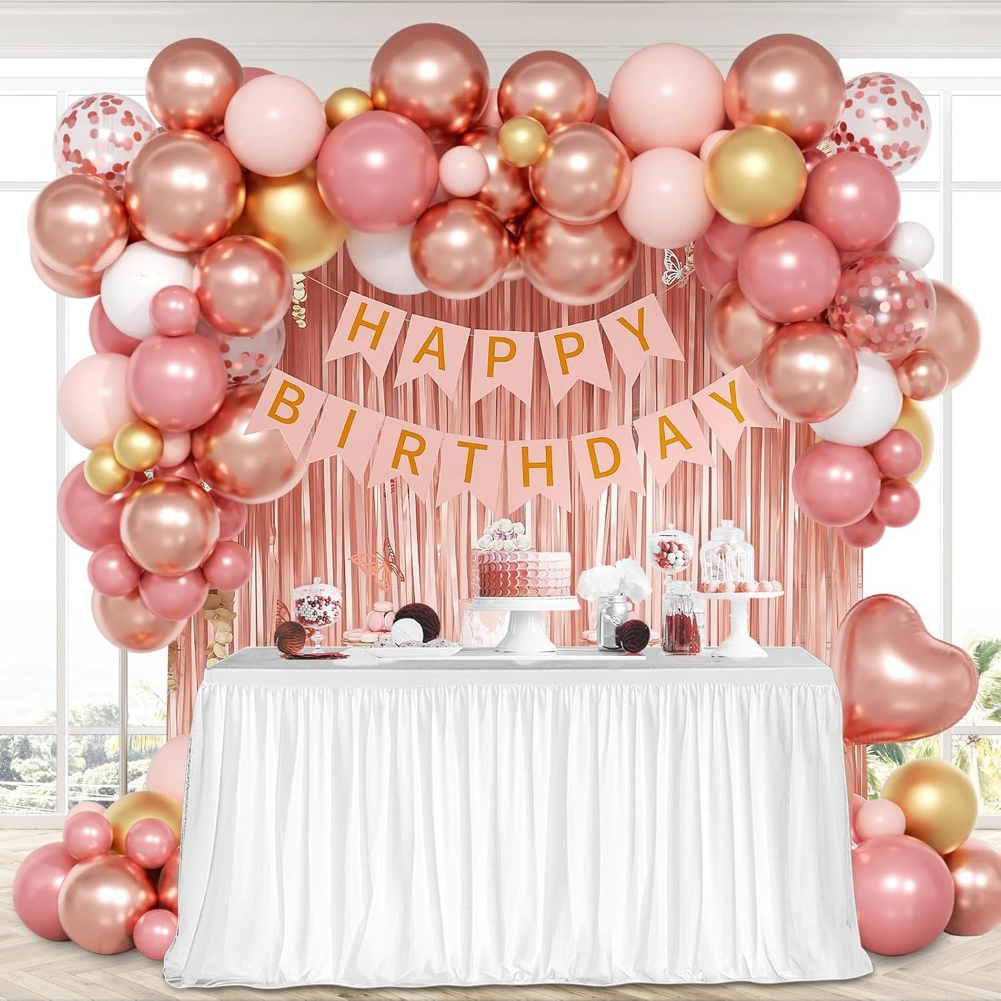 Rose Gold Birthday Decoration Kit – Set of 58 Pcs