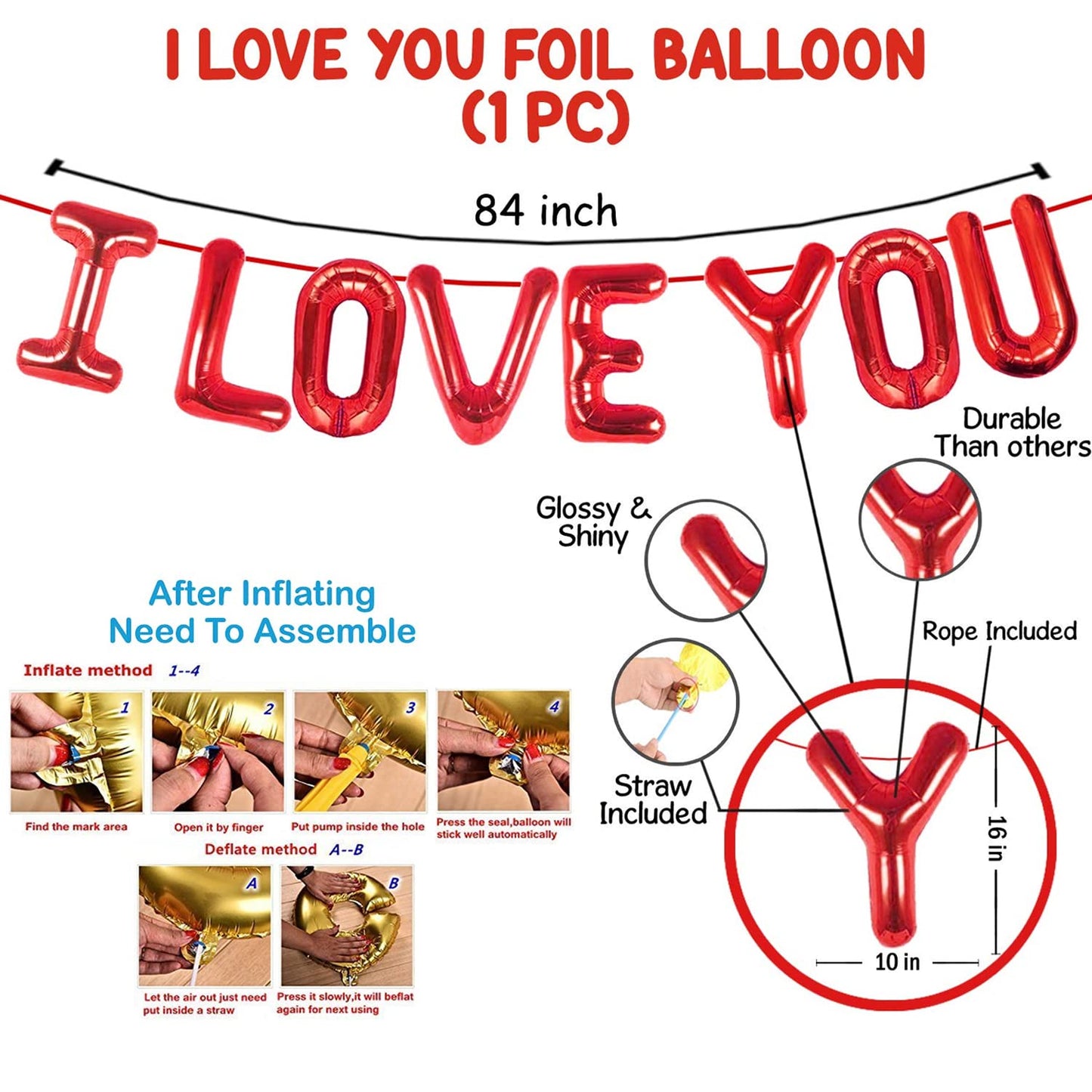 44 PCS I LOVE YOU Balloon Decoration Combo Set
