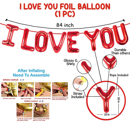 44 PCS I LOVE YOU Balloon Decoration Combo Set