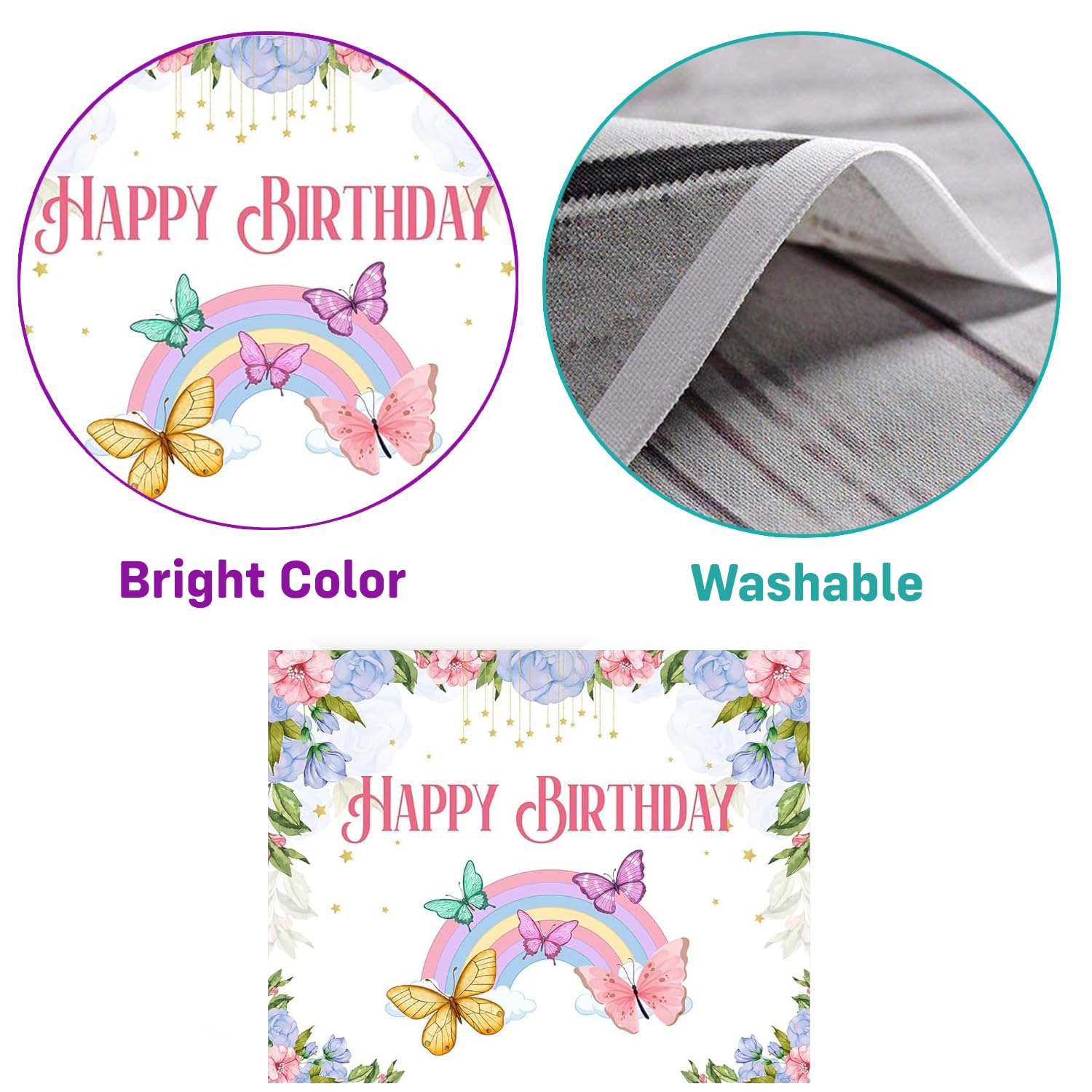 93-Piece Butterfly Theme Birthday Decoration Kit for Girls: Pastel Balloons & Backdrop