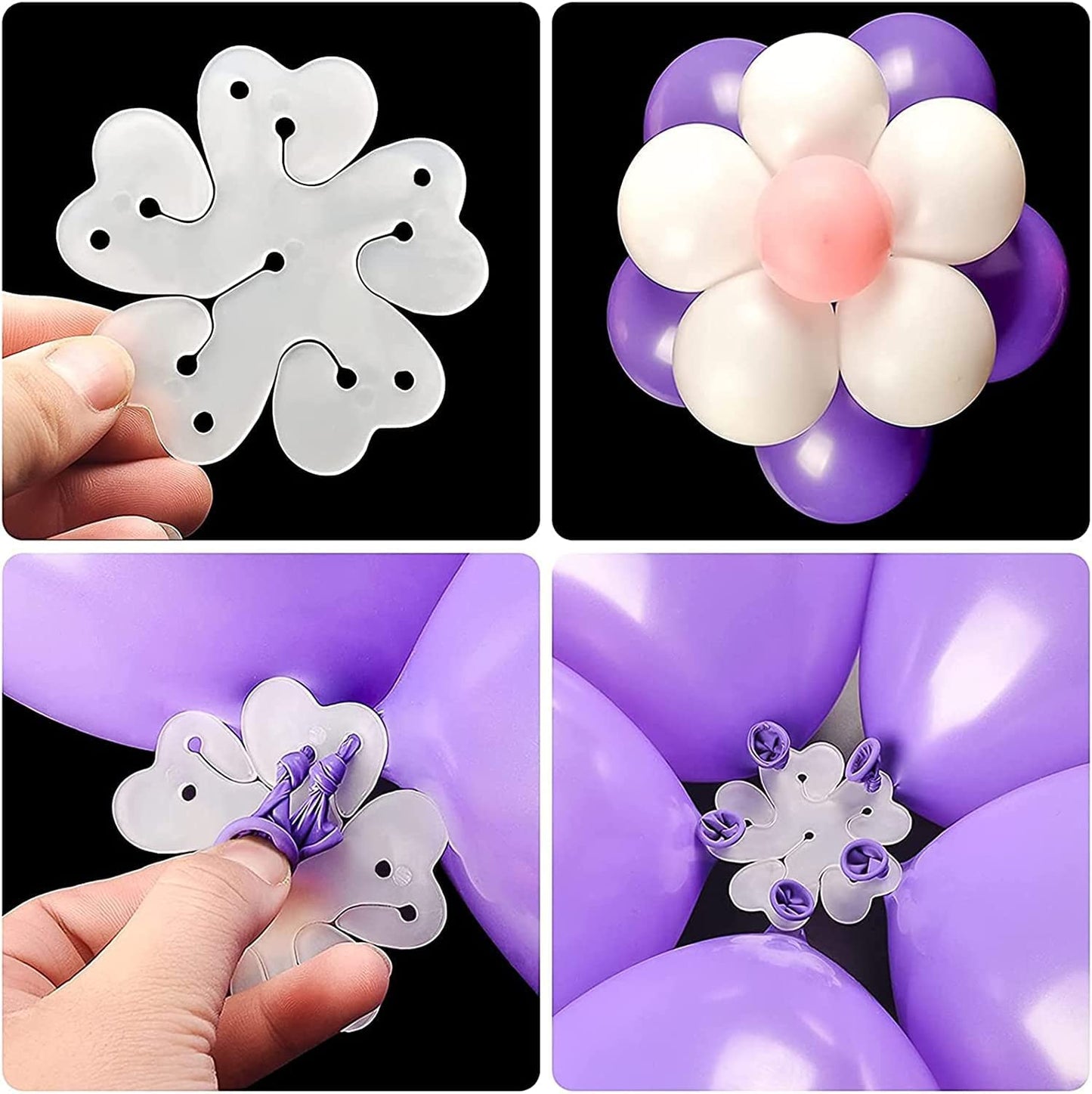 Reusable Balloon Decoration Accessories Combo Of Flower Clips Glue Dot Tape And Arch Making Strip Set Of 14 Pcs (Flower Clip with Tapes)