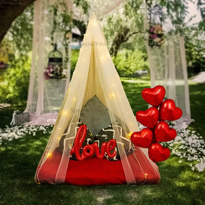Romantic Love Curtain & Balloon Decor Set -Peak of 14 Pcs