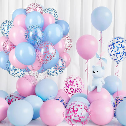 Vibrant Pink Blue Gold Latex Balloon Arch Kit for Gender Reveal