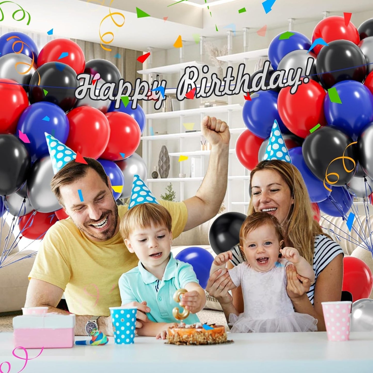 Black Red Blue Balloons 60 Pack - Patriotic Party Decorations  for Wedding & Birthday Party