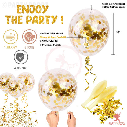 Happy Birthday Decoration Kit for Husband - 47 Pcs Gold And Blue Balloons