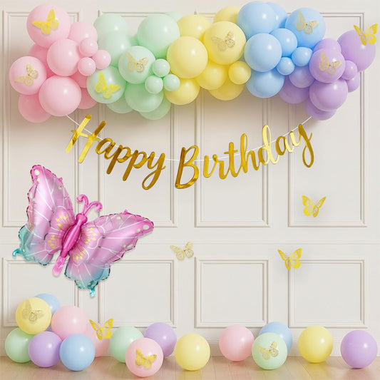 Happy Birthday Decoration Kit For Girls– Set of 66 Pcs