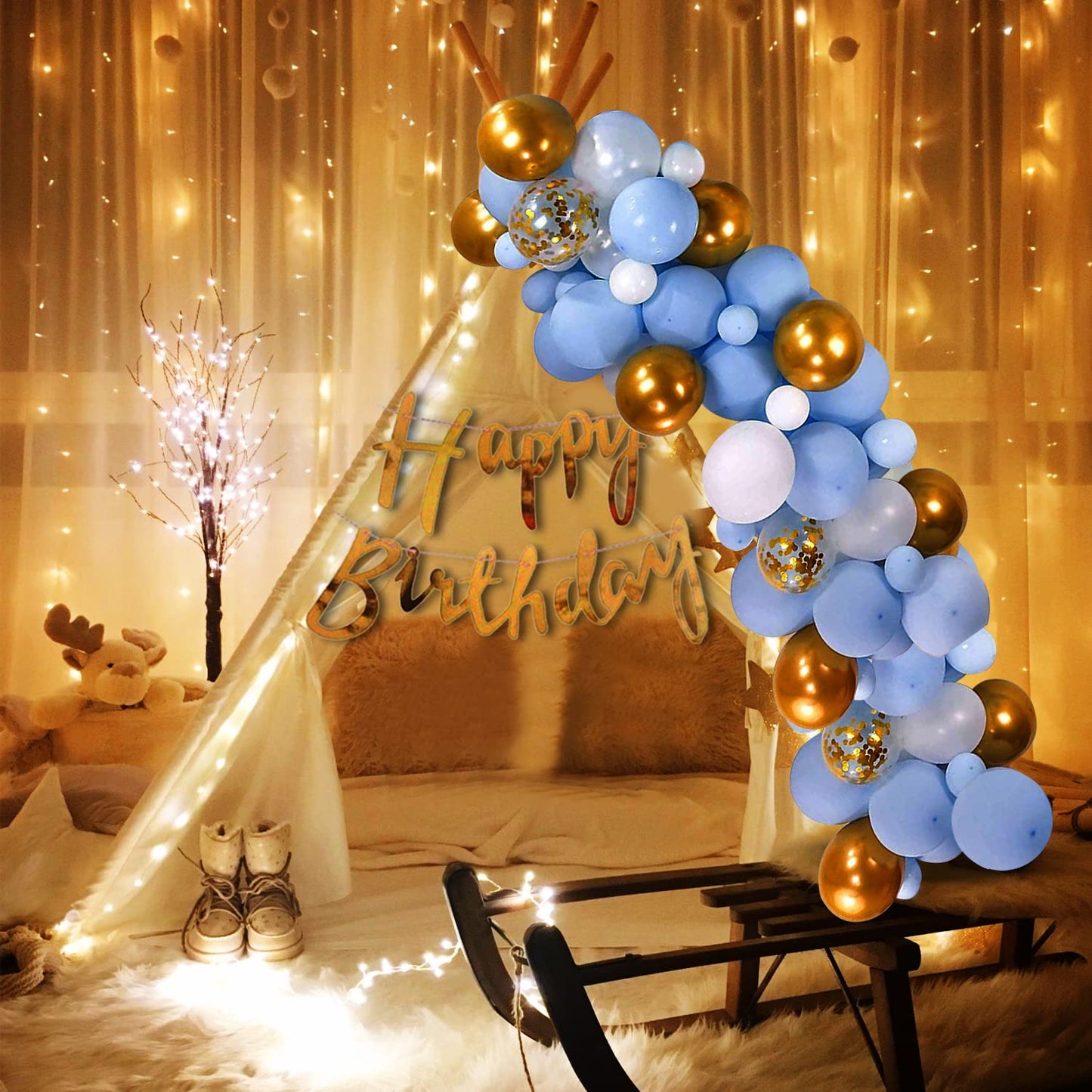 Happy Birthday Decoration Kit - 26 Pcs Blue Birthday Decoration for Husband