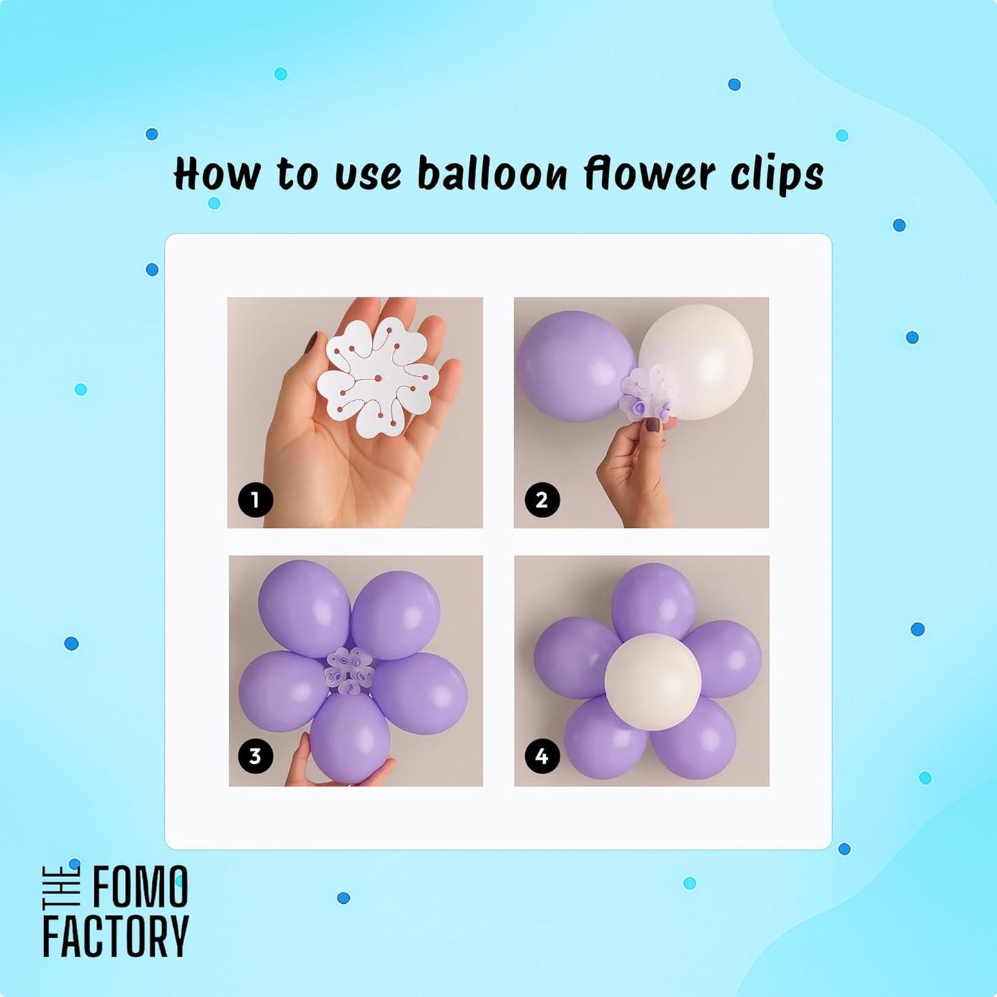 Blue & White Birthday Decoration Kit With flower clip– Set of 58 Pcs