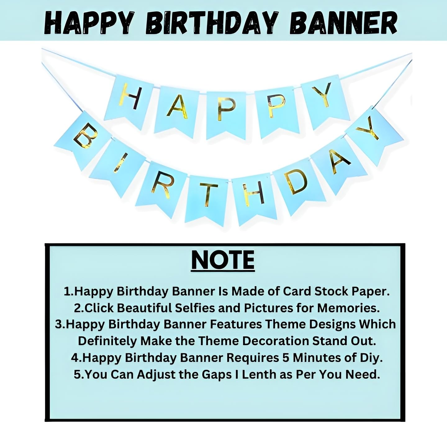 Luxurious 49-Piece Blue White Gold Birthday Balloon Arch Banner Decoration Kit