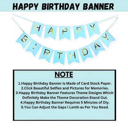 Luxurious 49-Piece Blue White Gold Birthday Balloon Arch Banner Decoration Kit