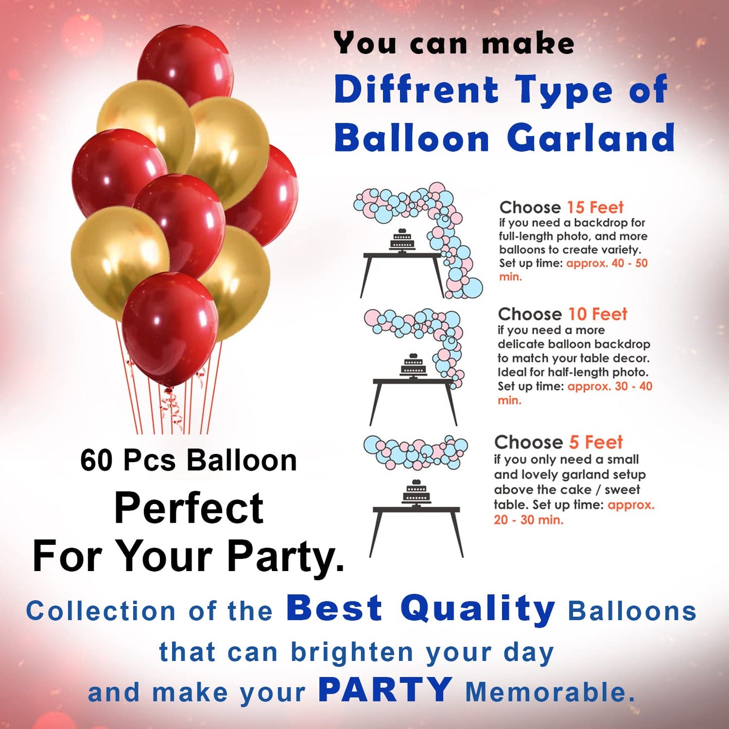 44 PCS I LOVE YOU Balloon Decoration Combo Set