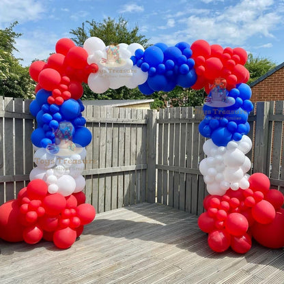 104Pcs Birthday Decoration Kit - Blue Red White Balloons