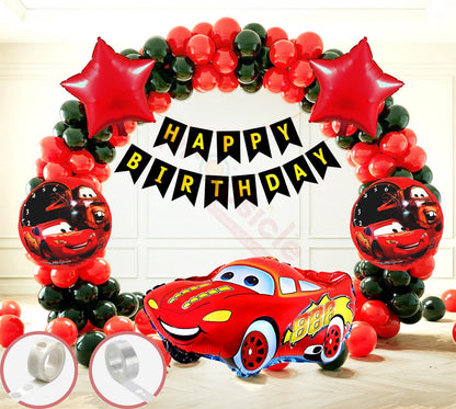 Propsicle Racing Car Birthday Party Decoration Kit - 104 Balloons Banner