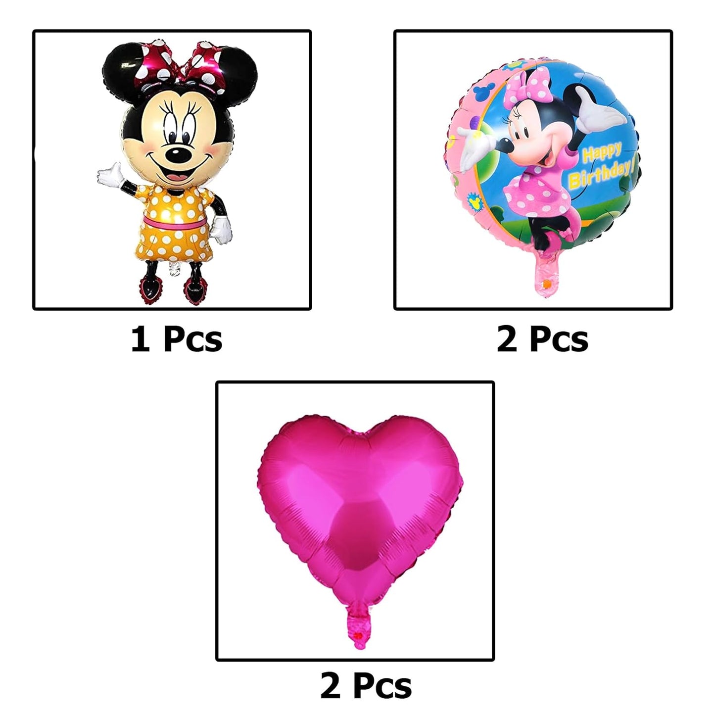 Pink Mouse Theme Happy Birthday Balloon Decoration Kit for Girls, 111 Pcs