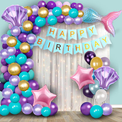 Mermaid Theme Birthday Decoration Kit – Set of 73 Pcs
