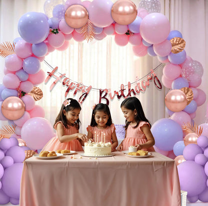 Metallic Pink & Blue Birthday Balloon Decoration Kit – 60 Pcs Combo