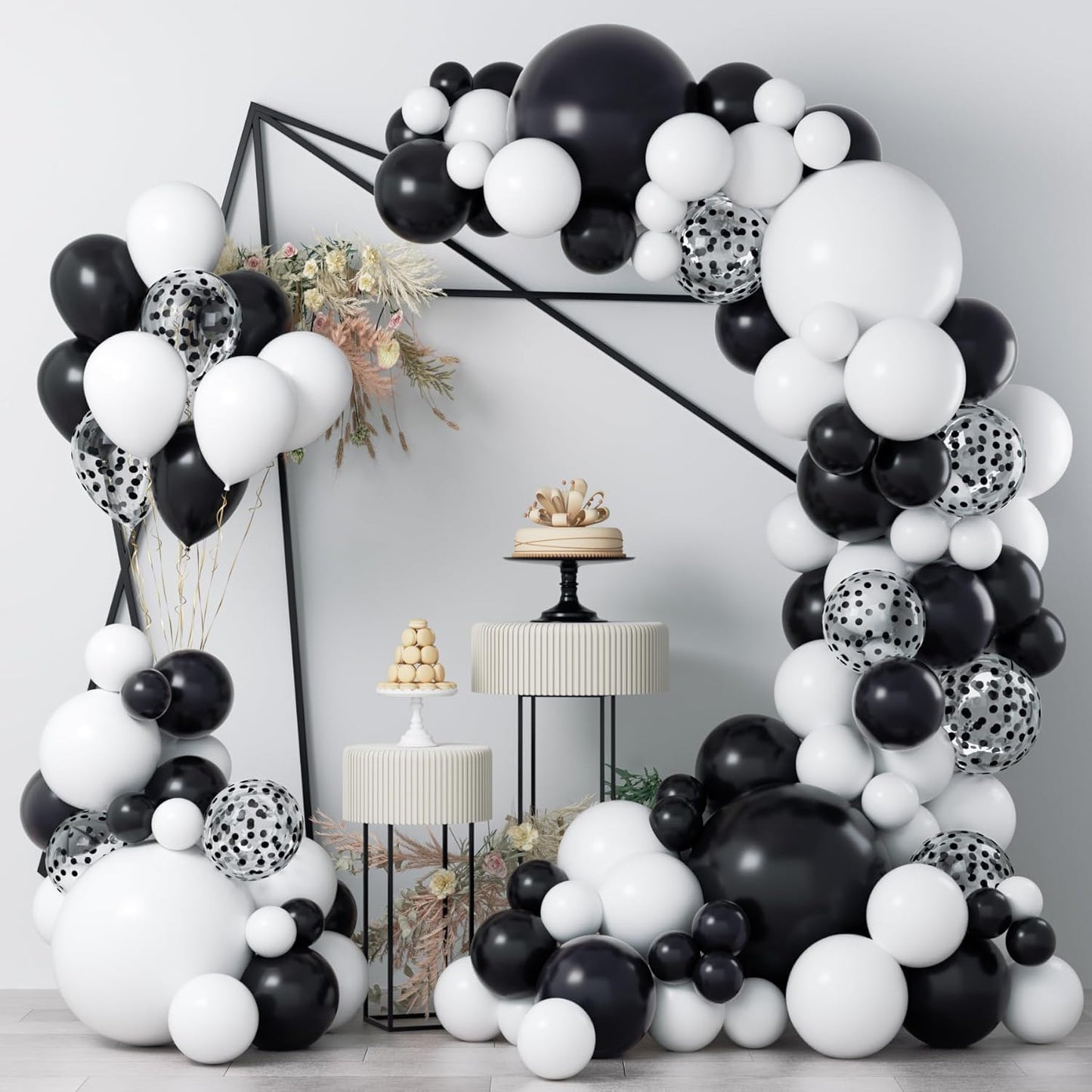 Black White Balloon Garland Kit - 110 Pcs Wedding & Birthday Party