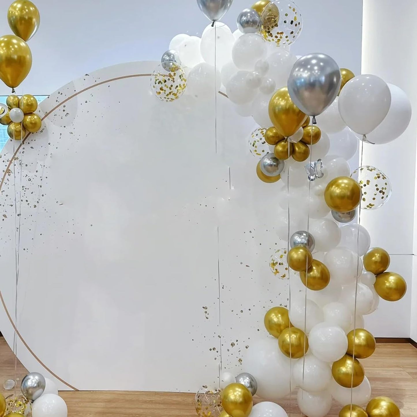 60pcs Metallic Gold Silver White Confetti Balloons - Wedding & Birthday Party