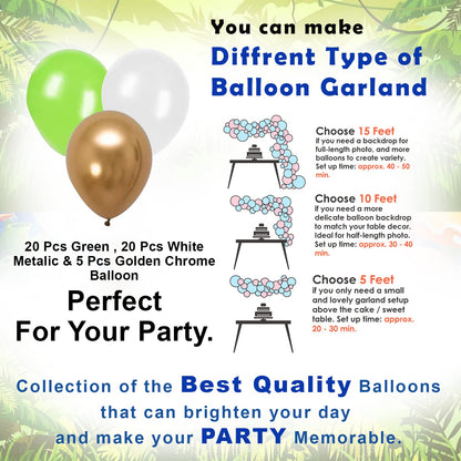 Green & Gold Balloon Garland Arch Kit –Set of 48 Pcs
