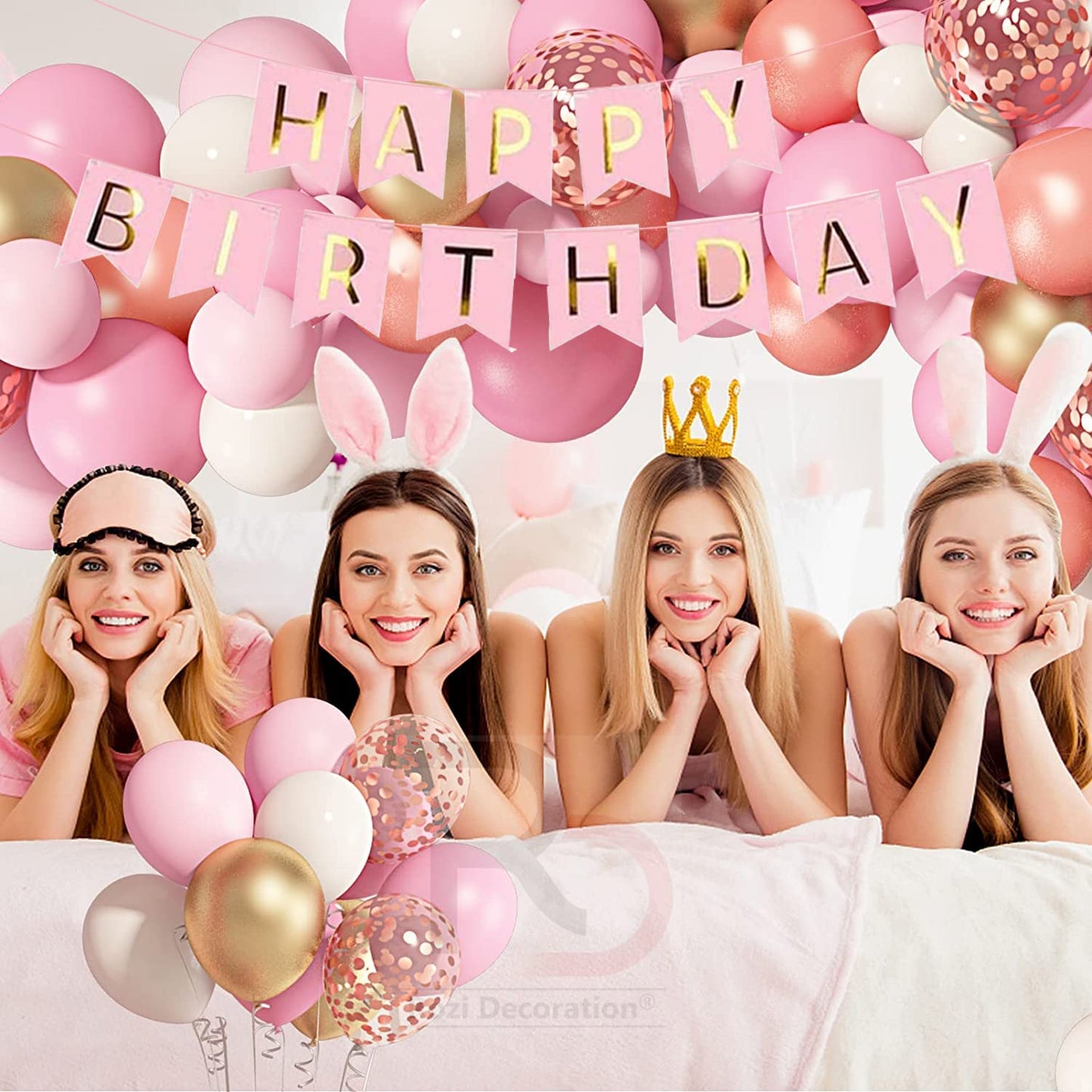 Birthday Decoration Kit For Girls – Set of 57 Pcs