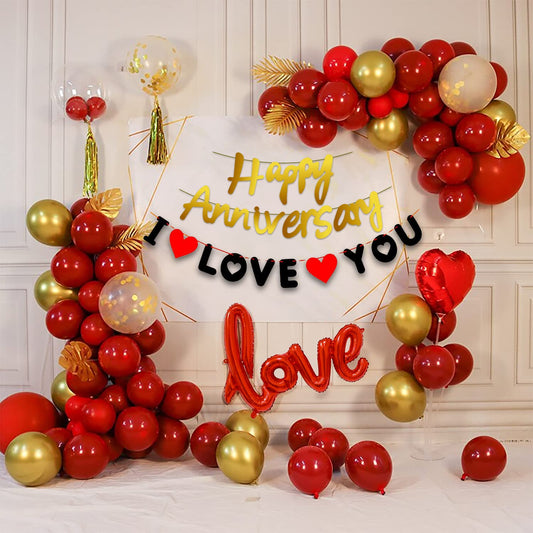 Happy Anniversary Decoration Items Kit - 45 Pcs Combo