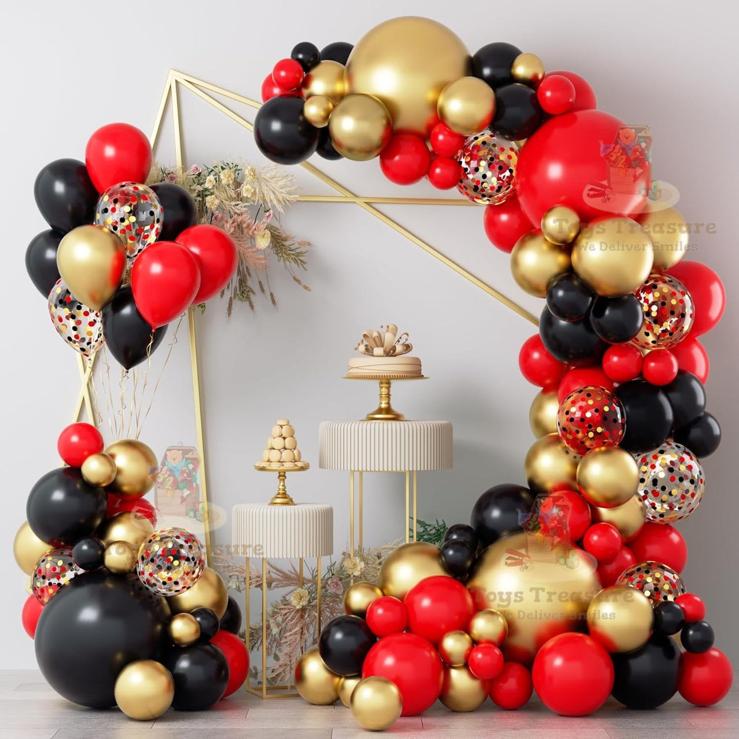 Balloon Garland Kit - 110pc Red Black Gold Wedding & Birthday Party