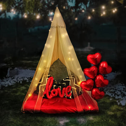 Romantic Love Curtain & Balloon Decor Set -Peak of 14 Pcs