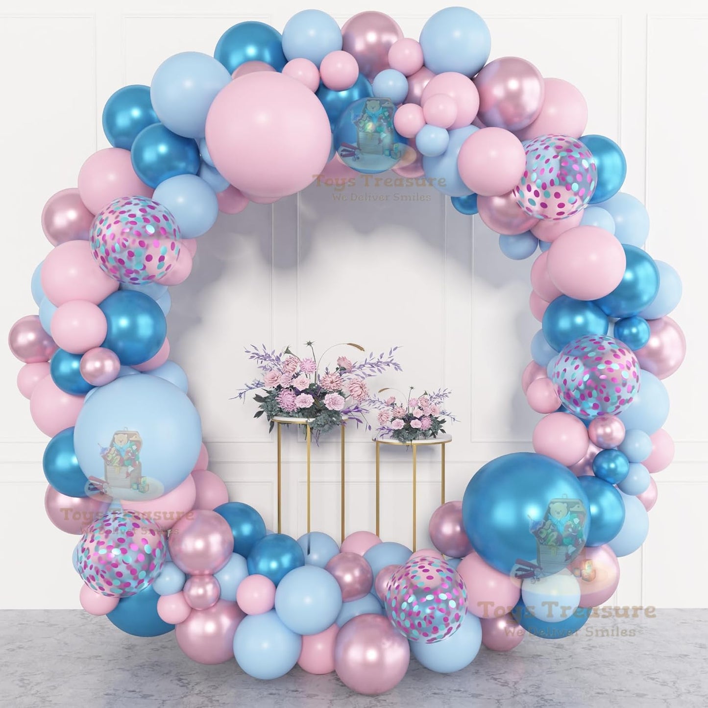 Rose Gold, Pink Blue Decoration kit - 153 Pcs Pack