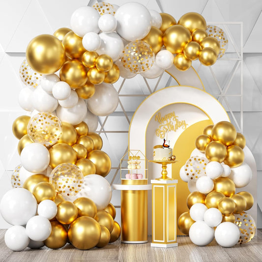 104 Pcs White Gold Balloon for Wedding & Birthday Party