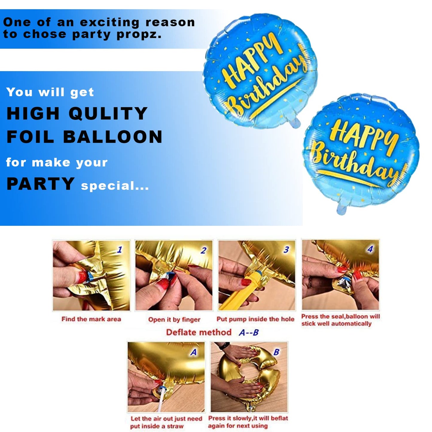 Happy Birthday Decoration Kit For Boys - 44 Pcs Combo