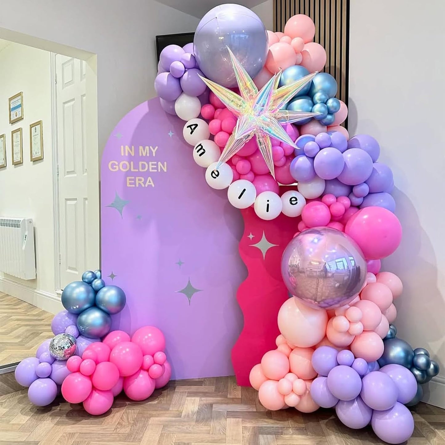 60 Pcs Metallic Pink Purple Confetti Balloons for Wedding & Birthday Party